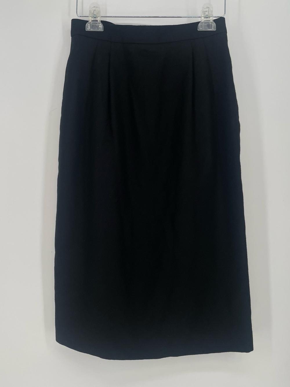 Vintage Black Classic Mid Length Shift Skirt Wool* Tailored Skirt